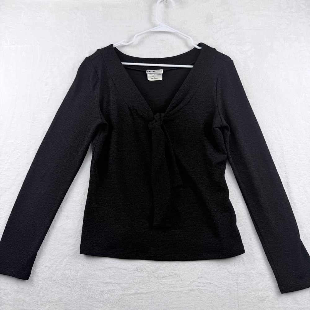 I.N. Studio San Francisco Black‎ Tie Front Top Women L Y2K Stretch USA